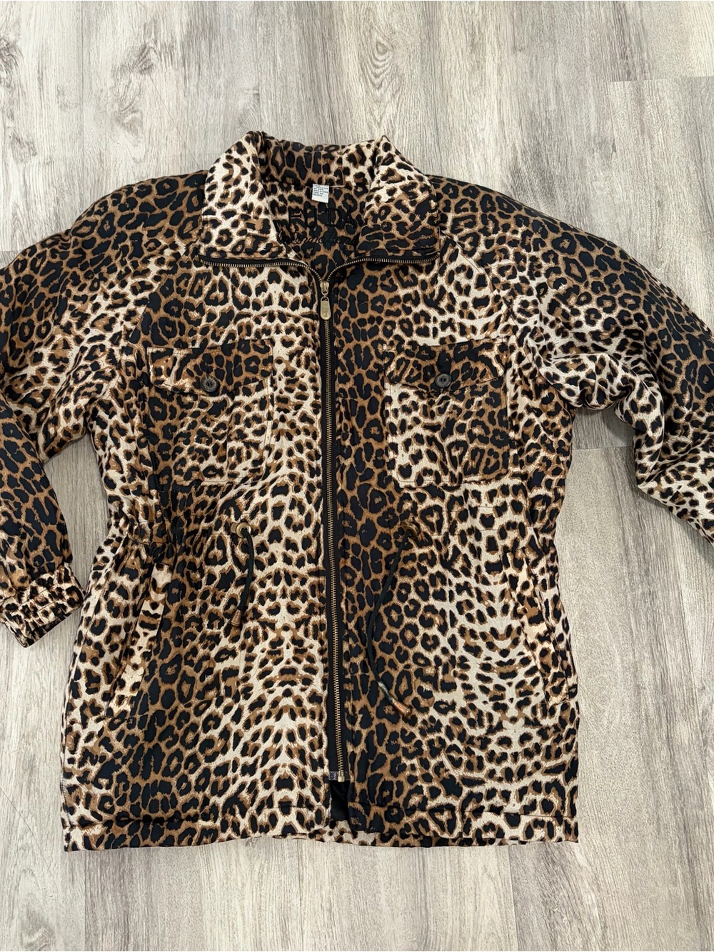 FUDA International 100% Silk Leopard Print Bomber Jacket Medium Vintage Mob Wife